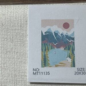 Paint by Numbers Kit – Snowy Mountain Lake and with Sun and Boat (Single Canvas)